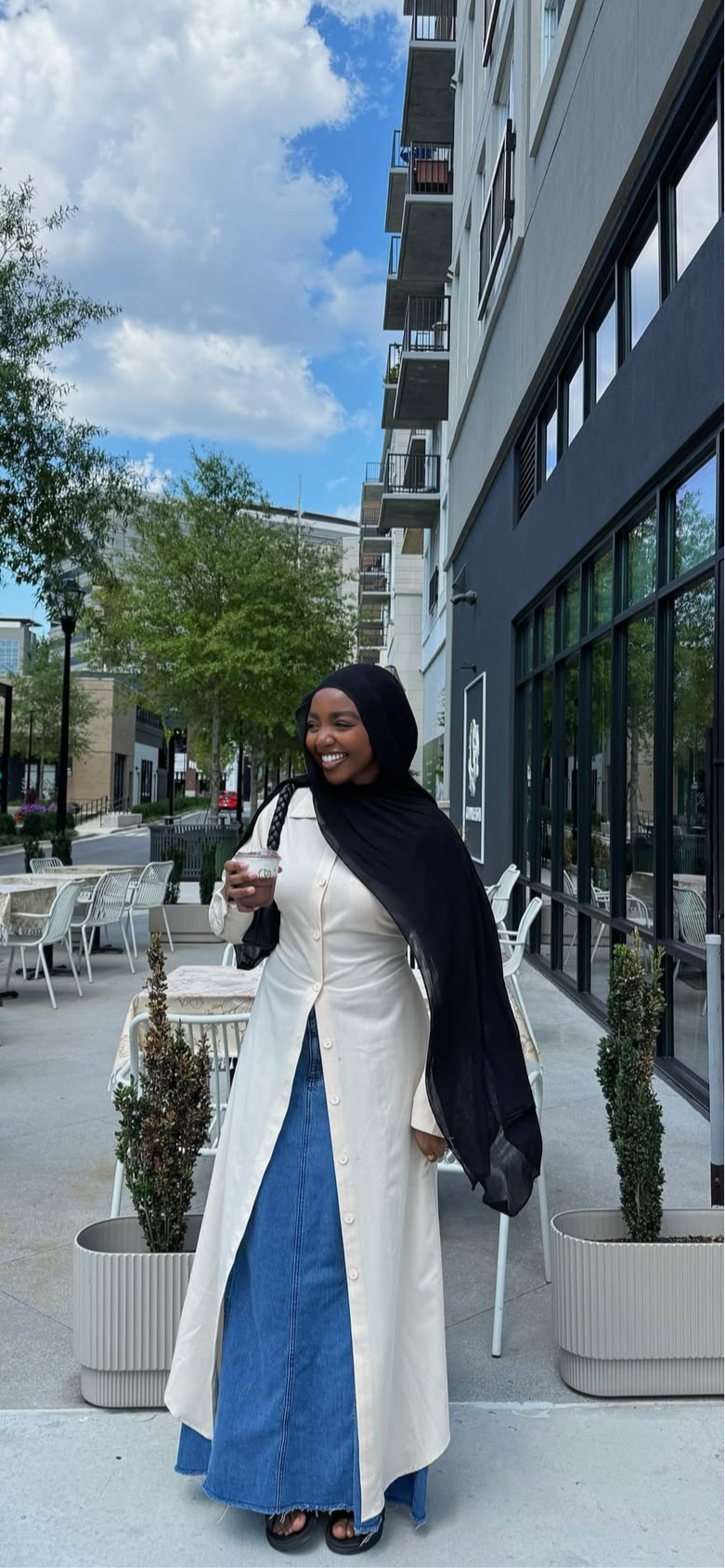 Serenus Bleu Maxi Denim Skirt