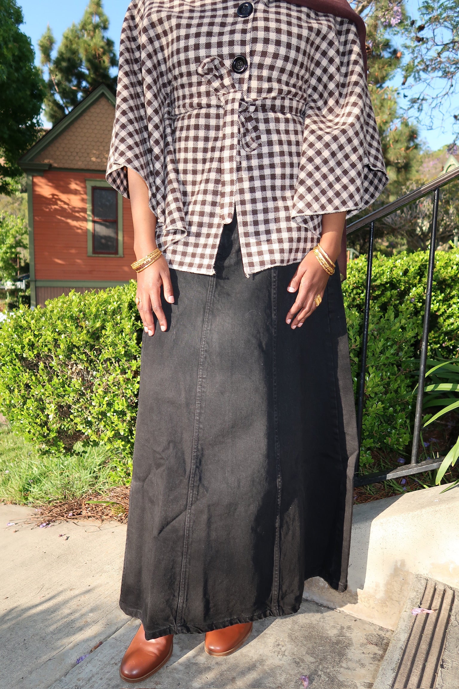 70’s Noire Maxi Denim Skirt